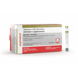 Септанест 1:100 000 "Золотой" (40 мг+10 мкг/мл) с адреналином (50карп) - карпульная анестезия Septodont