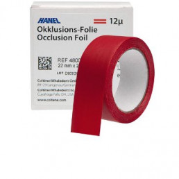 Копирка фольга HANEL 12мик. 480042 прямая (рулон), красная двусторонняя (25м х 22мм) Coltene