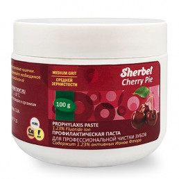 Шербет (100г) Вишневый пирог, Профилактическая паста, без фтора, зернистость средняя, STAINO (Sherbet Prophylaxis Paste)