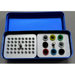 Эндобокс металл, автоклавир.,  Синий, 38 отверстий для ручных файлов +8 отверстий для пинов