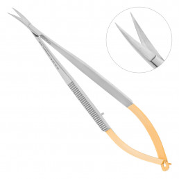 19-23TC Ножницы микрохирургические изогнутые Castroviejo TC, 140 мм, карбид-вольфрамовые вставки