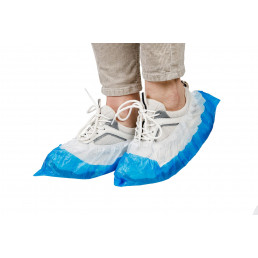 Бахилы Супер 60микрон(5гр), 50пар, белый/синий, двойная резинка, Медсервис Плюс