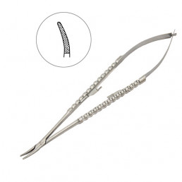 40-96D Иглодержатель микрохирургический изогнутый Micro-Nadelhalter, 18,0 см, C алмазным напылением