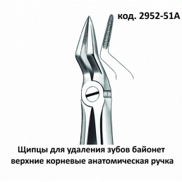 2952-51А Щипцы для удаления зубов верхние, корневые Байонеты, Orange (Unicorp Instruments Inc)
