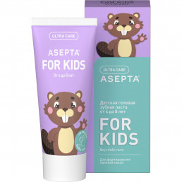 Зубная паста детская АСЕПТА® KIDS 4-8 Укрепление эмали, Бабл гам (50 мл), ASEPTA