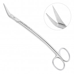 19-9 Ножницы хирургические двойной изгиб DEAN, 175 мм, зубчатые