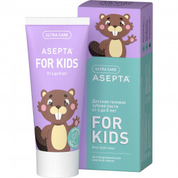 Зубная паста детская АСЕПТА® KIDS 4-8 Укрепление эмали, Бабл гам (50 мл), ASEPTA
