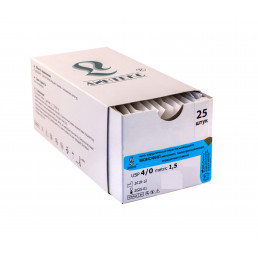 Монофил №4 (25шт) синий, 45см, обр.-реж., 19мм, 3/8 (DS-19) (нерассасывающийся) Линтекс