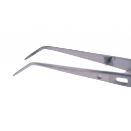 03-186 Пинцет изогнутый с зажимом Con Blocaggio, 15,0см, AGILE