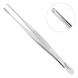 22-12 Пинцет шовный прямой, боковое окно, 15,0 см