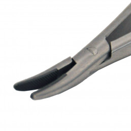 Иглодержатель микрохирургический изогнутый Castroviejo, 140 мм, карбид-вольфрамовые вставки (1шт) AGILE