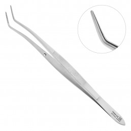 AB 976/03 Пинцет стоматологический с двойным изгибом Meriam с насечками, 17,0 см, NOPA