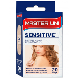 Лейкопластырь бактерицидный Master Uni Sensitive на нетканой основе (20 шт) Master Uni