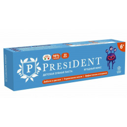Зубная паста детская PRESIDENT 6+ Ягодный микс (70 мл) RDA 50