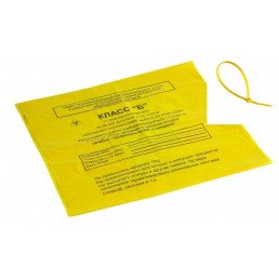 Пакет для медотходов класс Б(Желтый)  30л (500*600 мм) 15мкн (уп 100шт +стяжка) АМС-Мед