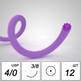 Лактисорб №4 (12шт) фиолет., 75см, колющая, 20мм, 3/8 (рассасывающийся) MZKRS