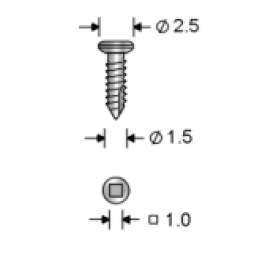 Винт самонарезающий, шлиц квадрат (титан) 501.01 (1.5 х 5 мм) КОНМЕТ