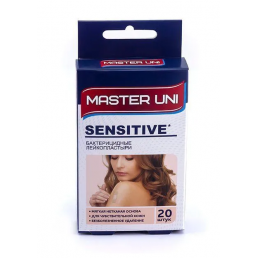 Лейкопластырь бактерицидный Master Uni Sensitive на нетканой основе (20 шт) Master Uni