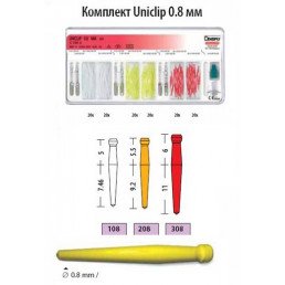 Юниклип беззольные штифты набор 0,8 мм (120 шт + 7 инс.) Dentsply