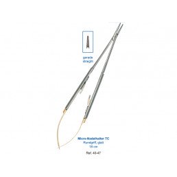 40-47 Иглодержатель микрохирургический прямой Micro-Nadelhalter TC, 180 мм, карбид-вольфрамовые вставки 