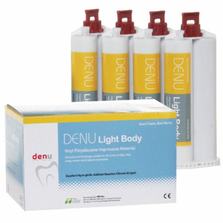 Denu Light Body (4х50 мл) Слепочный материал для снятия оттисков с уровня зубов и имплантов ,А-силикон HDI (нет РУ и ДС)  — фото №1