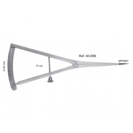 40-05B Кронциркуль (микрометр) изогнутый, шкала 0-40 мм, длина 17 см  — фото №1