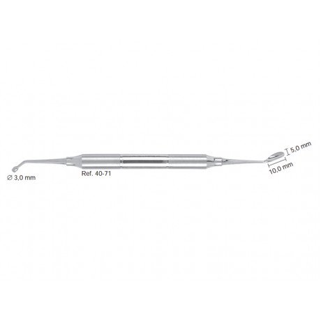40-71 Инструмент для внесения костного материала, штопфер 3,0 мм, лопатка изогнутая 10,0 ммх 5,0 мм