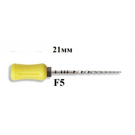 ПроТейпер ручной 21 мм F5 (6 шт/уп) Желтый/Черный, Dentsply  — фото №1