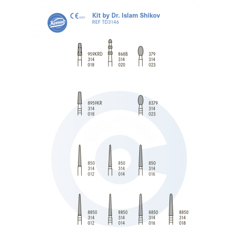 Набор для препарирования доктора Ислама Шикова (12 боров+подставка) Komet Dental   — фото №1