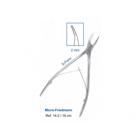 14-2 Кусачки костные Micro-Friedmann, 16 см, рабочая часть 2 мм, S-образные  — фото №1