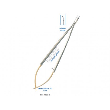 19-23B Ножницы микрохирургические изогнутые ТС, 170 мм, карбид-вольфрамовые вставки  — фото №1