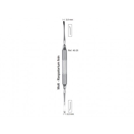 40-25 Распатор-микро двусторонний Molt, 3,0-4,0 мм, ручка DELUXE, ø 10 мм