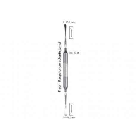 40-26 Распатор-микро двусторонний Freer, 5,0-6,0 мм, ручка DELUXE, ø 10 мм