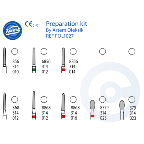 Набор для препарирования доктора Артема Олексика (8 боров+подставка) Komet Dental   — фото №1