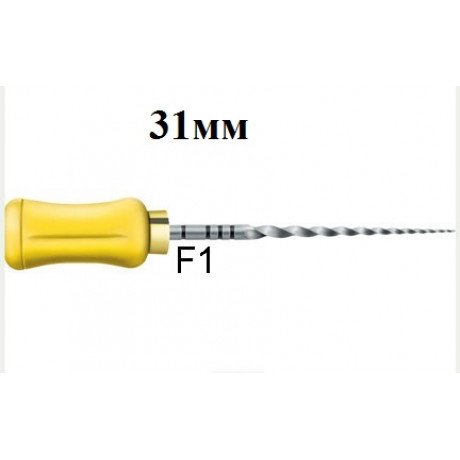 ПроТейпер ручной 31 мм F1 (6 шт/уп) Желтый, Dentsply  — фото №1