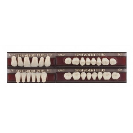 Спофадент Плюс (D2) 1/27-0/11-1/62 (28шт) - Трехслойные акриловые зубы SPOFA