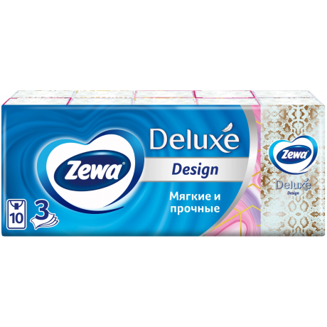 Платочки бумажные (21х21 см) (10 уп*10 шт) Zewa Deluxe Design