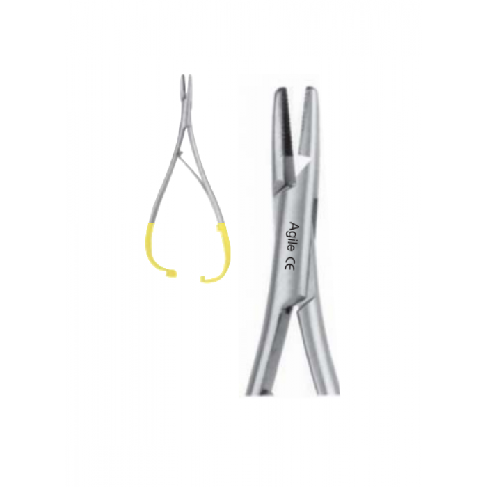 Иглодержатель микрохирургический прямой Mathieu, 140 мм, карбид-вольфрамовые вставки (1шт) AGILE