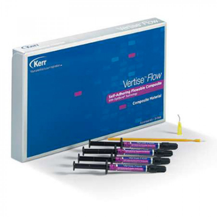 Вертис Флоу набор детский (4 шпр*2 г -XL, A1, B1, прозрачный) жидкотекучий наногибридный композит, KERR 