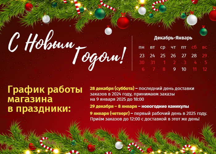 График работы магазина в Новый Год 2025
