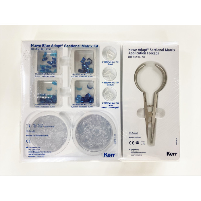 2750 Матрицы Hawe Adapt НАБОР, усиленный изгиб (4 вида по 50 шт) голубые, KERR