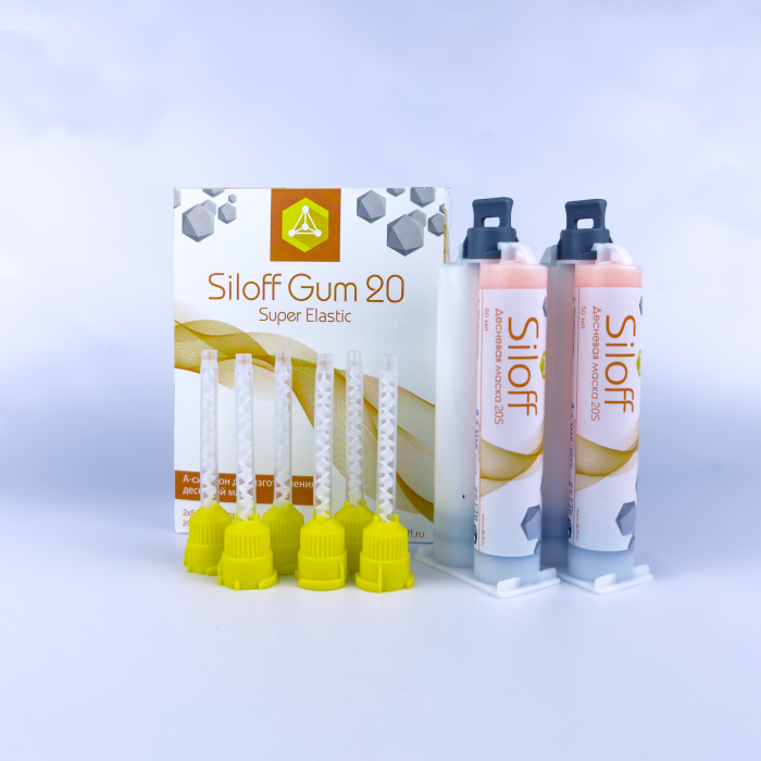 Siloff Super Elastic 20S (2*50 мл) Суперэластичный А-силикон для воспроизведения десны, КрасТехноМед  — фото №1