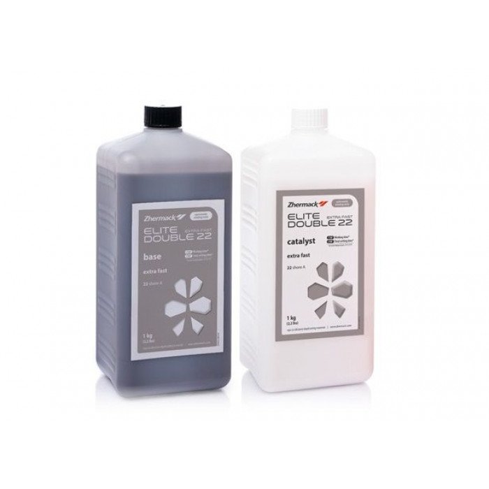 Элит Дабл 22 Экстрафаст (1 кг+1 кг) Зуботехнический А-силикон для дублирования моделей, Zhermack (Elite Double)  — фото №1