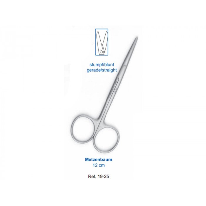 19-25 Ножницы хирургические прямые Metzenbaum, 120 мм, тупой кончик  — фото №1