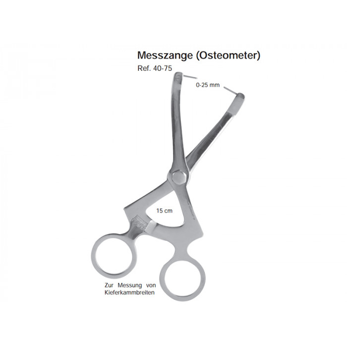 40-75 Микрометр (Остеометр), шкала 0-25 мм, длина 15 см, для замера сквозь лоскут, HLW