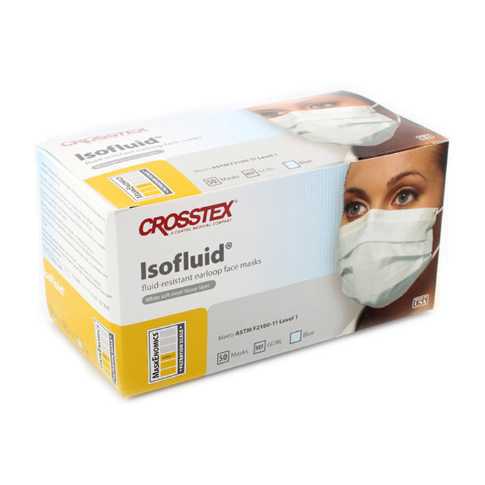Маски на резинках Розовые (50шт)  Кросстекс Изофлюид  3-х сл (гипоаллергенный) isofluid
