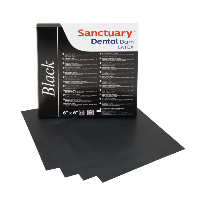 Листы для коффердам, Черные тонкие, Sanctuary (36 шт) аромат Мяты +Шаблон