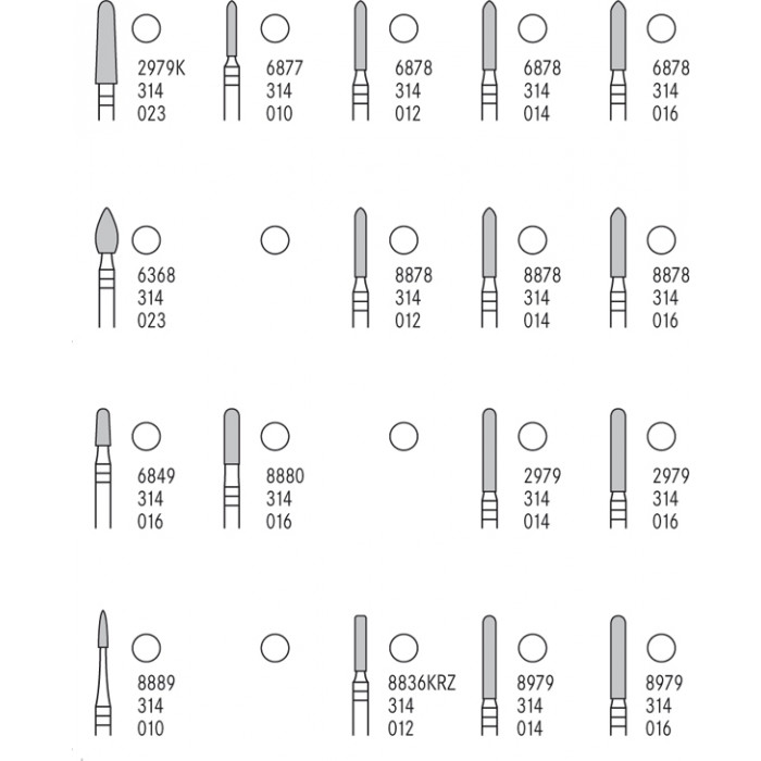 Набор для препарирования под керамическую коронку доктора Евгения Рыбалка (17 боров+подставка) Komet Dental 