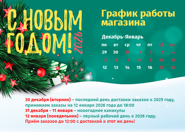 График работы магазина в Новый Год 2026