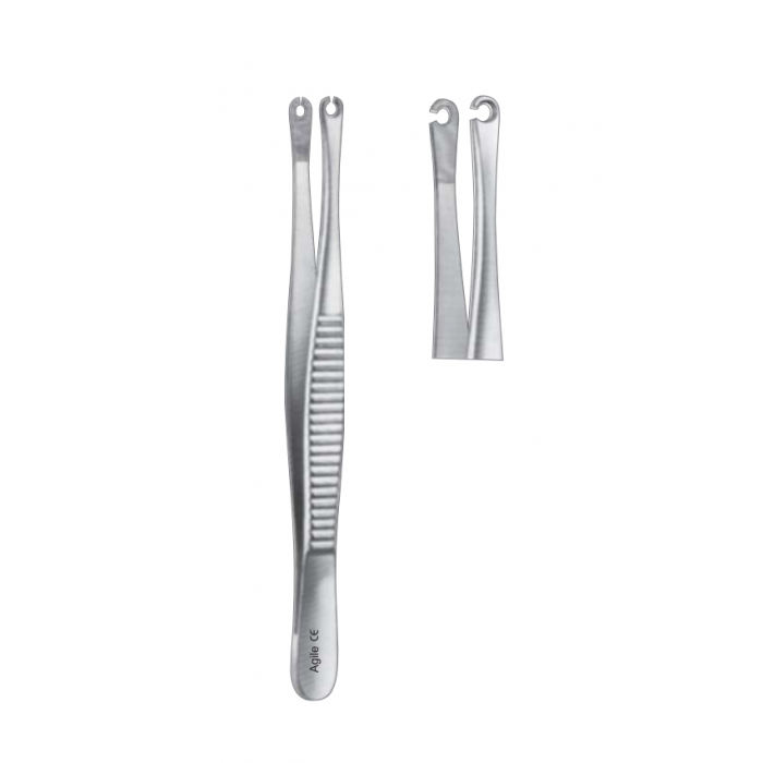 Пинцет шовный прямой, боковое окно, 15,0 см, AGILE